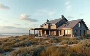 Maison en bord de mer en Normandie, accessible à moins de 100 000 euros, avec des éléments de rénovation.
