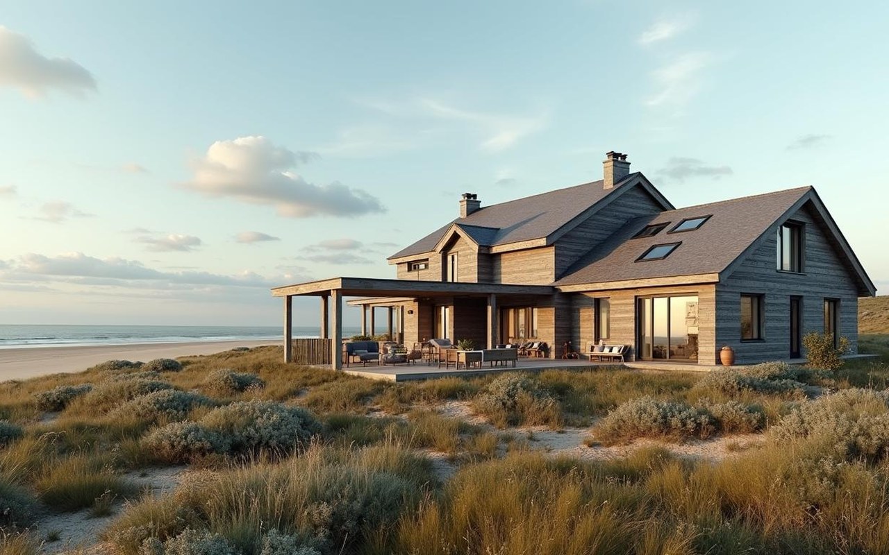 Maison en bord de mer en Normandie, accessible à moins de 100 000 euros, avec des éléments de rénovation.
