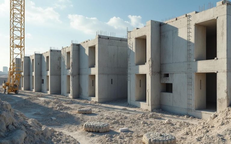 Mur en béton cellulaire en construction, illustrant sa solidité et sa structure alvéolaire.