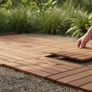 Illustration réaliste sur Caillebotis pour jardin : une solution simple pour vos extérieurs