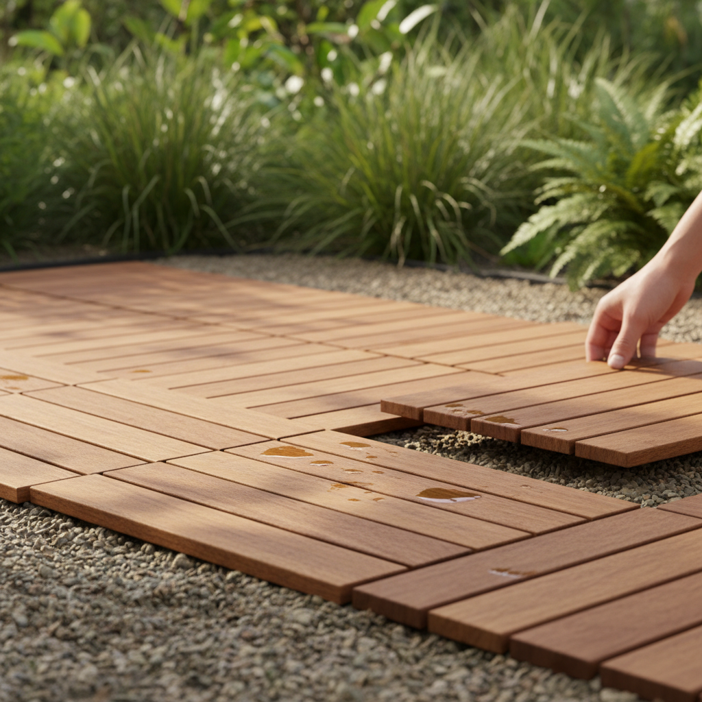 Illustration réaliste sur Caillebotis pour jardin : une solution simple pour vos extérieurs
