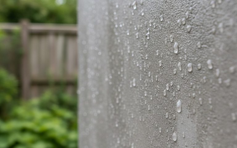 Mur en béton traité avec mortier hydrofuge, résistant à l'humidité.