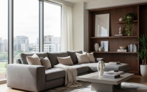 Canapé en tissu Alcantara dans un intérieur moderne, illustrant luxe et confort.