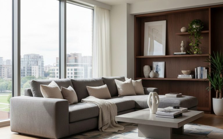 Canapé en tissu Alcantara dans un intérieur moderne, illustrant luxe et confort.