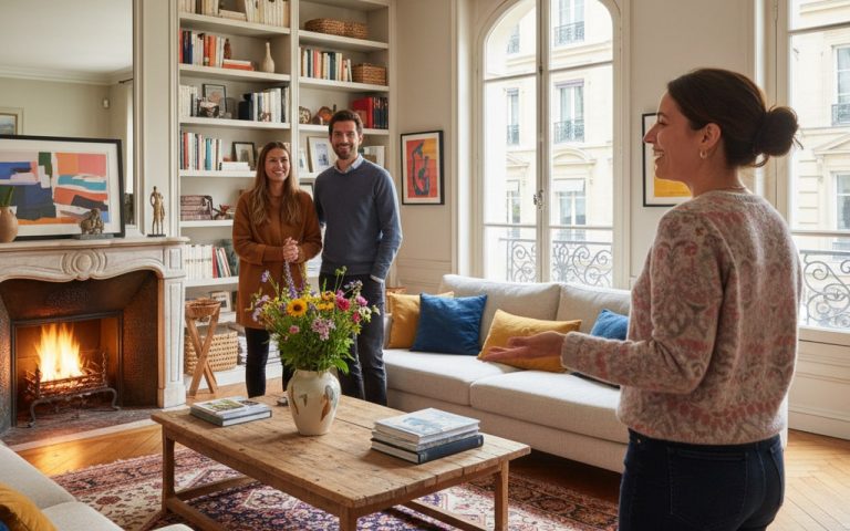 Propriétaire accueillant des voyageurs dans son bien immobilier sur Kozikaza.